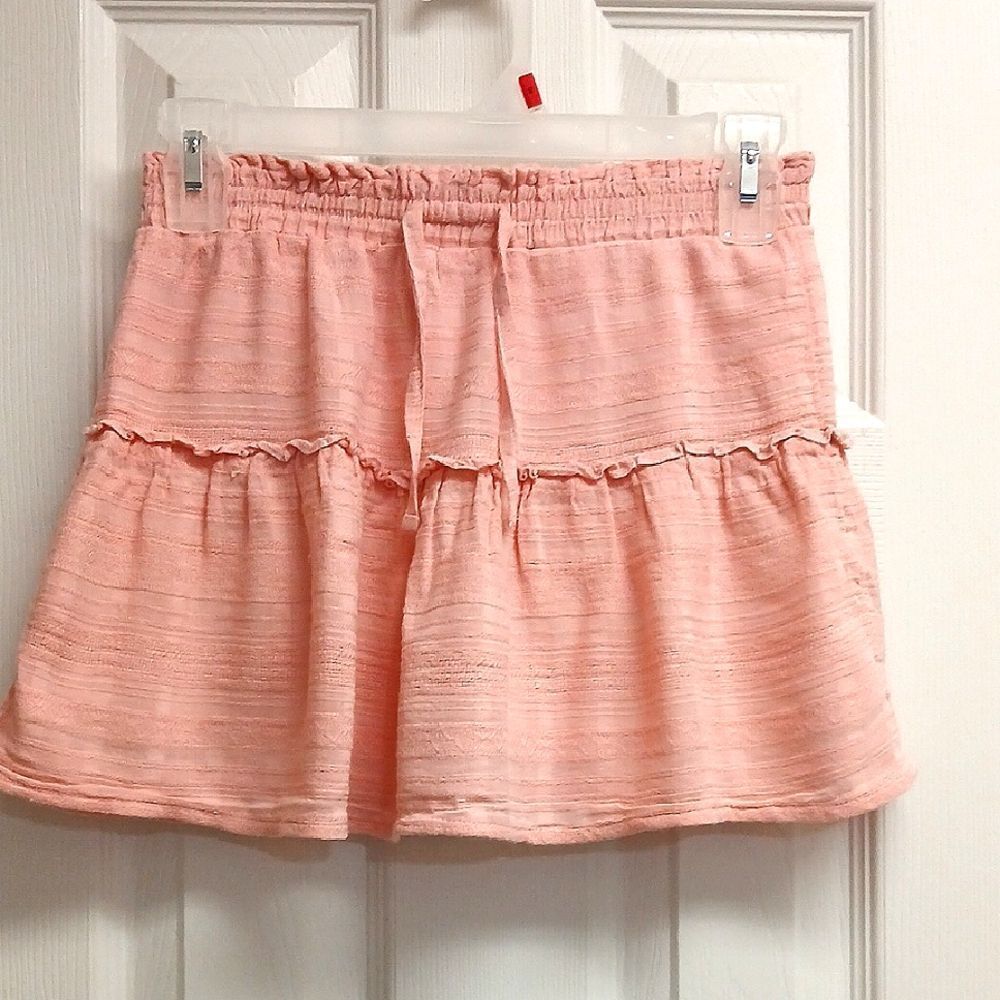 Vintage Havana Girls Size L Melon Ruffled Lined With Shorts Skirt